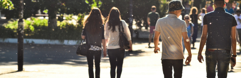 GSM Closure Thin Students walking to campus