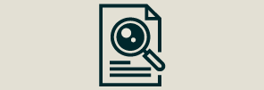 Icon of a document with a magnifying glass
